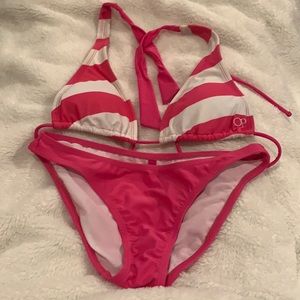 OP pink and white stripe bikini